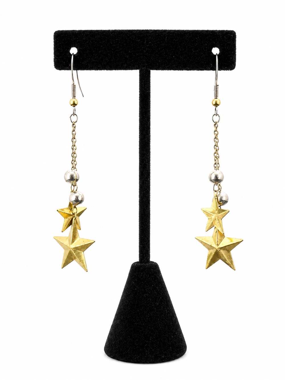 Gold Star Drop Earrings - Women